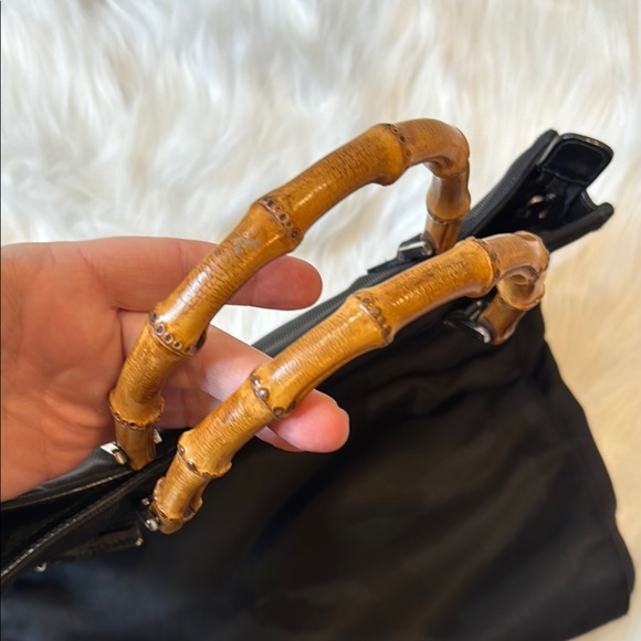 Gucci Black Nylon Tote Bag with Bamboo Handles - Picture 9 of 17